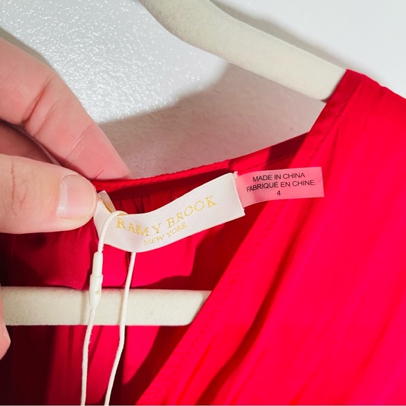 NWT Ramy Brook Roman Satin Mini Dress True Red Cocktail Wedding Party Lustrous - Picture 4 of 9